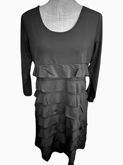 Dress, Cha Cha Ruffle 3/4 sleeve Coolant Fabric Black LuLu B 