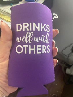 Can Koozie, Slim Can Drinks Well With Others Purple