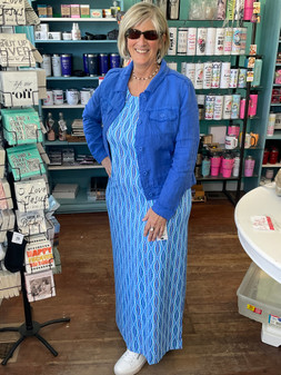 LuLu B Linen Jacket Blue, 2 Inside Phone Pockets & 2 Side Pockets LuLu B 