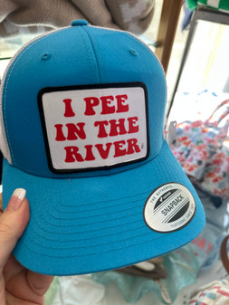 Baseball Trucker Cap,  I Pee In The River Snap Back Blue White Baseball Trucker Cap,  I Pee In The River Snap Back Blue White