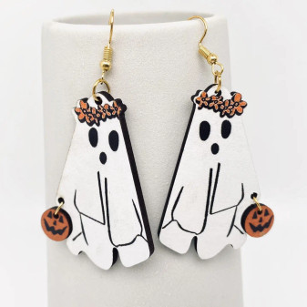Earrings Ghost Head Wreath Pumpkin Halloween 