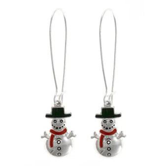 Earrings  Snowman Holiday Winter Frosty Dangle 2”