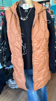 2 SMALLS LEFT Keren Heart Quilted Hooded Vest - Pumpkin Color 