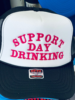 Cap, Baseball I Support Day Drinking Black White Pink