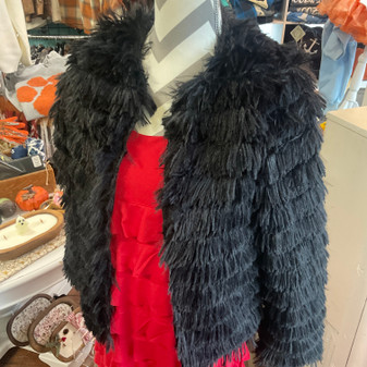 Jacket Shrug Faux Fur Black Hook Closure Jacket Shrug Faux Fur Black Hook Closure