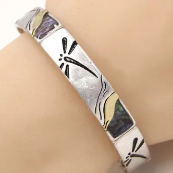 Bracelet, Dragonfly Stretch Worn Abalone