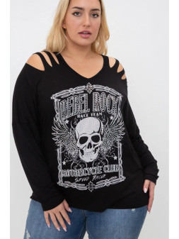 Skull Rebel Rock Cold Shoulder Top 