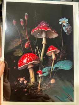 Card, Mushrooms Vintage Blank Inside Card, Mushrooms Vintage Blank Inside