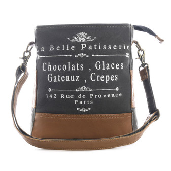 Purse, Myra La Belle Patisserie Canvas Leather Crossbody Shoulder
