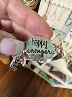 Bracelet, Happy Camper Silvertone