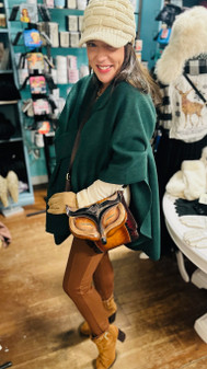 Interlock Wrap Poncho Forest Green