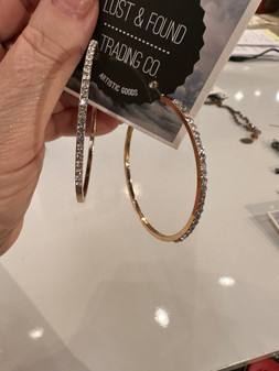 Earrings, Hoop Bling Gold Rhinestones  Earrings, Hoop Bling Gold Rhinestones