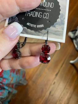 Earrings, Rhinestone Clasp Closure Red