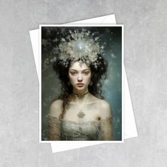 Card, Greeting Blank Inside Snow Queen Crown Gothic Hand Made