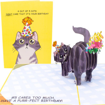 Card, 3D Cat Birthday Funny 4 Out Of 5 Cats Don’t Care That Its Your Birthday Card, 3D Cat Birthday Funny 4 Out Of 5 Cats Don’t Care That Its Your Birthday