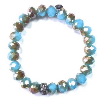 Bracelet, Stretch Faceted Glass Bead  Bracelet, Stretch Faceted Glass Bead