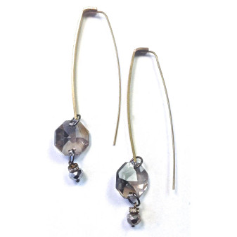 Earrings, Wire Pierced Chandelier Glass Bead