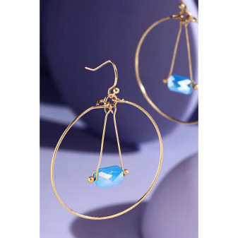 Earrings, Dangle Wire Turquoise Bead
