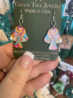 Earrings, Mushroom Psychedelic USA Made Earrings, Mushroom Psychedelic USA Made