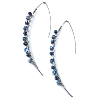 Earrings, Beaded Blue Wrapped  Earrings, Beaded Blue Wrapped