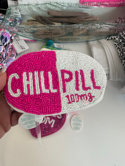 Coin Purse, Handmade Beaded Chill Pill