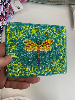 Coin Purse, Handmade Beaded Dragonfly