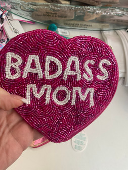 Coin Purse, Handmade Beaded Badass Mom Mothers Day