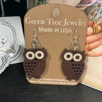Earrings, Owl Hoot Laser Cut USA Made