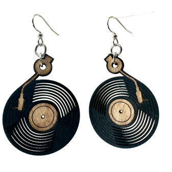 Earring, Record Player Vinyl Laser Cut USA Made Earring, Record Player Vinyl Laser Cut USA Made