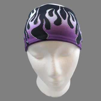 Headband, Motorcycle Purple Flames Rhinestones USA Made Headband, Motorcycle Purple Flames Rhinestones USA Made
