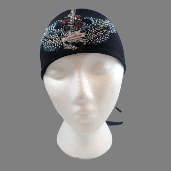 Head Wrap Headband, Angel Wing Cross Tie Back Rhinestone USA Made