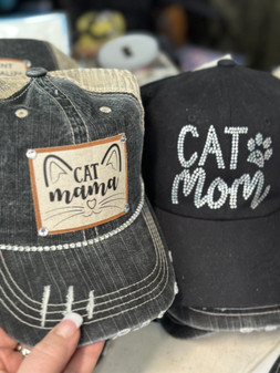 Baseball Trucker Cap, Cat Mom Rhinestone Bling Baseball Trucker Cap, Cat Mom Rhinestone Bling