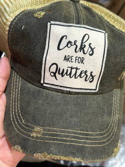Baseball Trucker Cap, Corks Are For Quitters Wine Vintage Black Baseball Trucker Cap, Corks Are For Quitters Wine Vintage Black