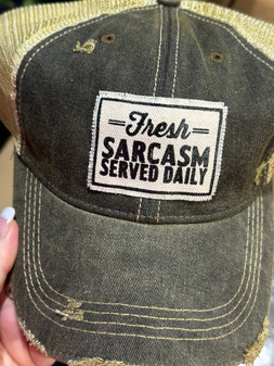 Baseball Trucker Cap, Freshly Sarcasm Served Daily Vintage Black Unisex