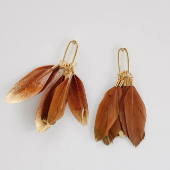 Earrings, Feather Browns  Earrings, Feather Browns