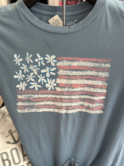 American Flag 250th 0th Anniversary T-Shirt, Washed Vintage Blue July 4th