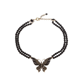 Necklace, Butterfly Black Agate 