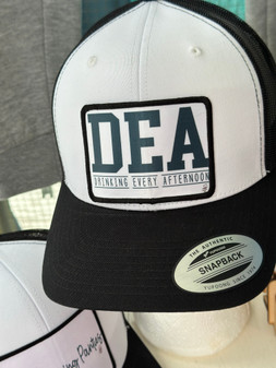 Baseball Trucker Cap, DEA Drinking Every Afternoon Black White
