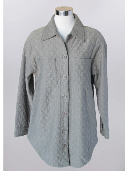 Jacket, Shirt Shacket Quilted Button Up Two Pocket Olive