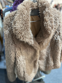 Keren Hart Faux Fur Jacket Snap Closure Teddy Bear Brown  Keren Hart Faux Fur Jacket Snap Closure Teddy Bear Brown
