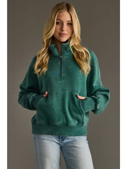Sweatshirt By Panache 1/4 Zip Kangaroo Pocket Winter Green Sweatshirt By Panache 1/4 Zip Kangaroo Pocket Winter Green