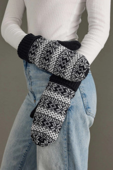 Mittens Fleece Lined Snowflake Navy Mittens Fleece Lined Snowflake Navy