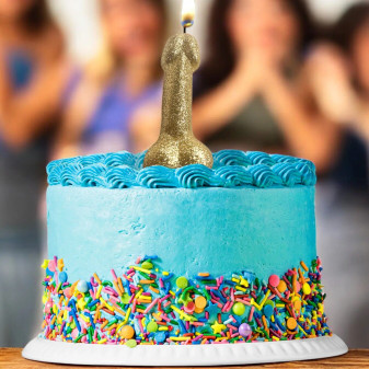 Candle Penis Glitter Bachelorette Birthday Cake