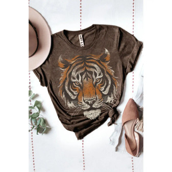 T-Shirt Tiger Acid Washed Brown