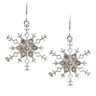 Earrings Snowflake AB Crystal Rhinestone Holiday Winter Christmas
