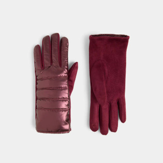 Gloves Winter Puffer Touchscreen Wine Red