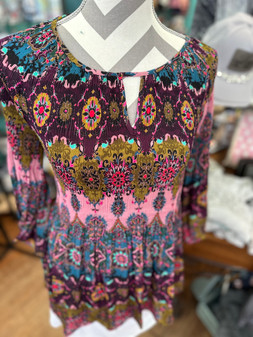 Keren Hart Top Multi Colored Pleated Bodice