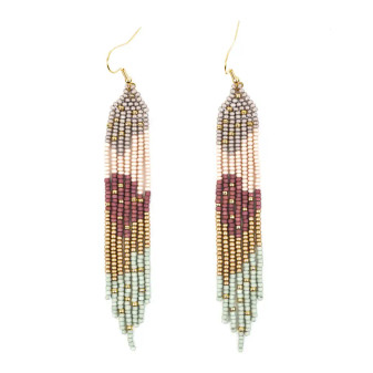 Earrings Beaded Glass Cascading 
