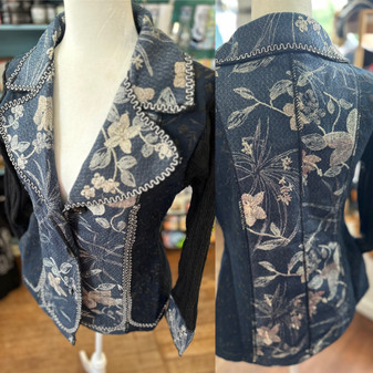 Jacket Coat Knit Embroidery Charcoal Blue Black Grey Floral Button Up Jacket Coat Knit Embroidery Charcoal Blue Black Grey Floral Button Up