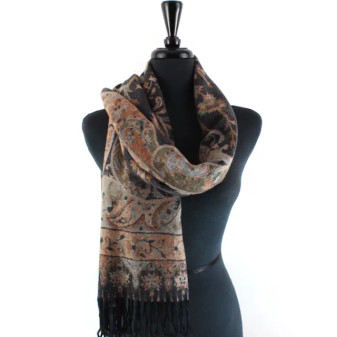 Scarf Winter Paisley Black Fringe Scarf Winter Paisley Black Fringe